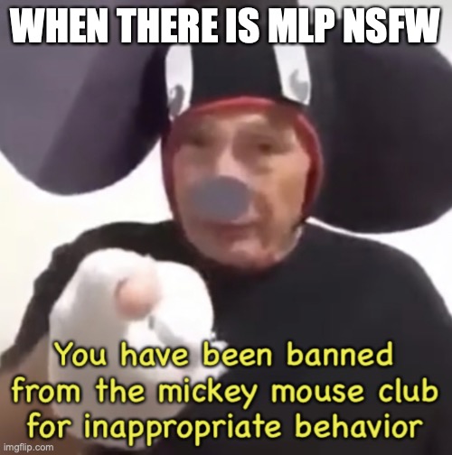 mlp nsfw is going in the trash bin | WHEN THERE IS MLP NSFW | image tagged in banned from the mickey mouse club | made w/ Imgflip meme maker