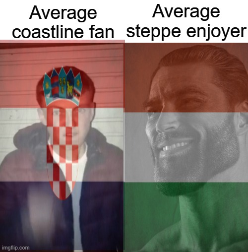 Average Fan vs Average Enjoyer | Average steppe enjoyer; Average coastline fan | image tagged in average fan vs average enjoyer | made w/ Imgflip meme maker