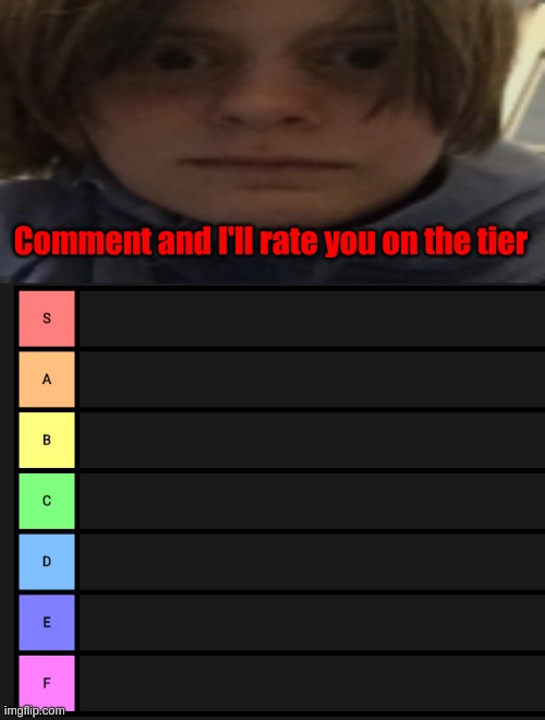 Most of y'all are S+ tier | Comment and I'll rate you on the tier | image tagged in darthswede silly serious face,s-f teir | made w/ Imgflip meme maker