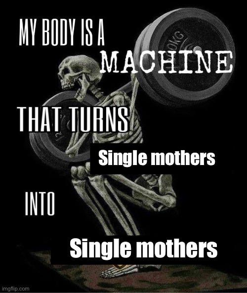 My body is machine | Single mothers; Single mothers | image tagged in my body is machine | made w/ Imgflip meme maker
