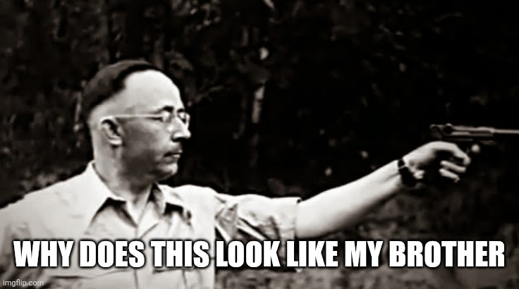 Himmler | WHY DOES THIS LOOK LIKE MY BROTHER | image tagged in himmler | made w/ Imgflip meme maker