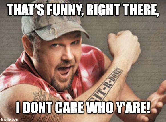 Larry the Cable Guy | THAT'S FUNNY, RIGHT THERE, I DONT CARE WHO Y'ARE! | image tagged in larry the cable guy | made w/ Imgflip meme maker