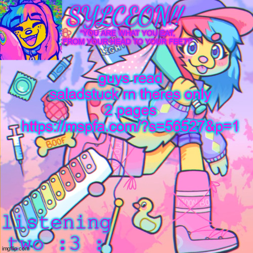 THIS IS SYLCEON SPEAKJIN AND UR LISTENIN 2 4LUNG!! | guys read saladstuck rn theres only 2 pages https://mspfa.com/?s=56527&p=1 | image tagged in this is sylceon speakjin and ur listenin 2 4lung | made w/ Imgflip meme maker