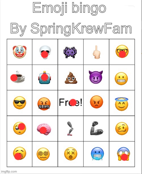 I watch skibidi toilet porn | image tagged in springkrewfam s emoji bingo | made w/ Imgflip meme maker