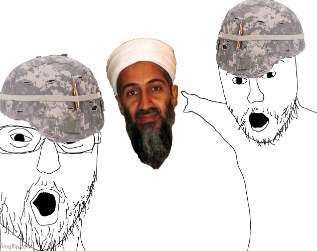 US Soldier Finding Osama Bin Laden in Pakistan be like: | image tagged in two soyjacks transparent,osama bin laden,usa,war on terror,memes,pakistan | made w/ Imgflip meme maker