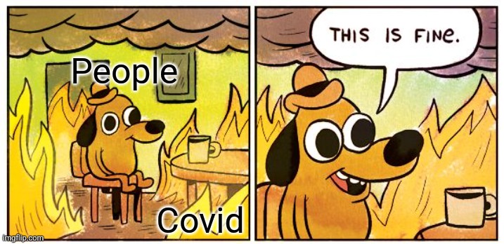 This Is Fine | People; Covid | image tagged in memes,this is fine | made w/ Imgflip meme maker