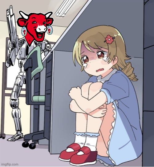 Anime Girl Hiding from Terminator | image tagged in anime girl hiding from terminator | made w/ Imgflip meme maker