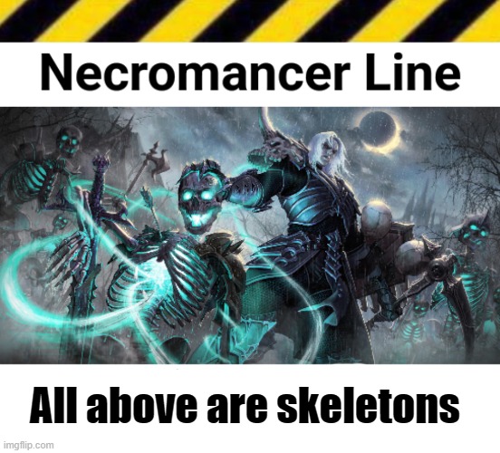 Necromancer Line | All above are skeletons | image tagged in necromancer line | made w/ Imgflip meme maker