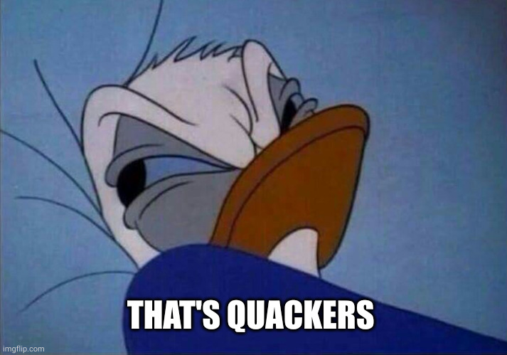 angry donald duck  | THAT'S QUACKERS | image tagged in angry donald duck | made w/ Imgflip meme maker