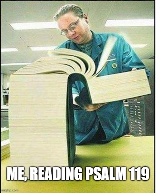 psalm 119 | ME, READING PSALM 119 | image tagged in big book | made w/ Imgflip meme maker