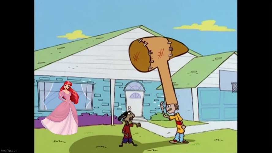 Ariel Finds Rolf Hitting Edd with a Hammer | image tagged in ed edd n eddy,disney,the little mermaid,ed edd n eddy rolf,disney princess,80s | made w/ Imgflip meme maker