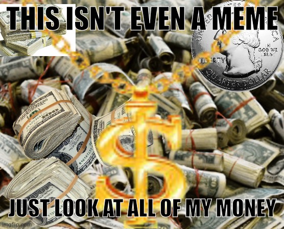 Glance upon pure cringe | THIS ISN'T EVEN A MEME; JUST LOOK AT ALL OF MY MONEY | made w/ Imgflip meme maker