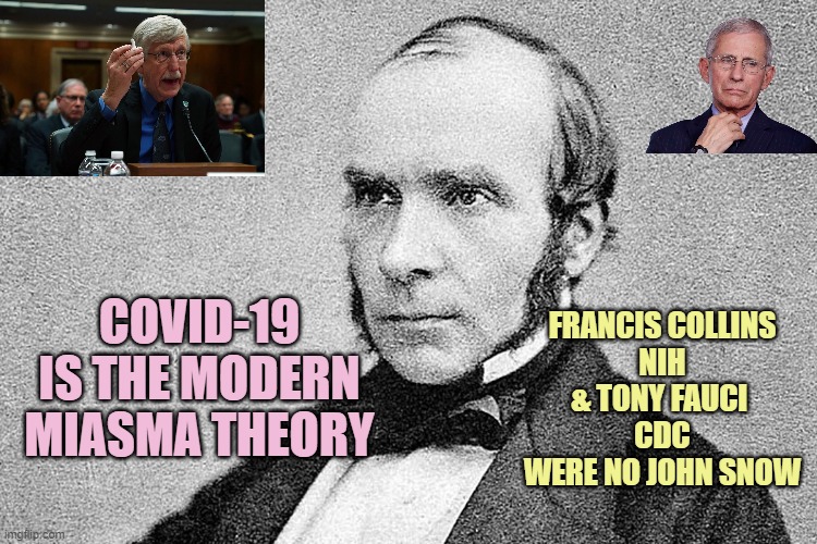 EPIDEMIOLOGY HISTORY will Demonstrate | FRANCIS COLLINS
NIH
& TONY FAUCI 
CDC
WERE NO JOHN SNOW; COVID-19
IS THE MODERN
MIASMA THEORY | image tagged in john snow epidemiologist,democratic socialism,globalism,covid-19,public service announcement,healthcare | made w/ Imgflip meme maker