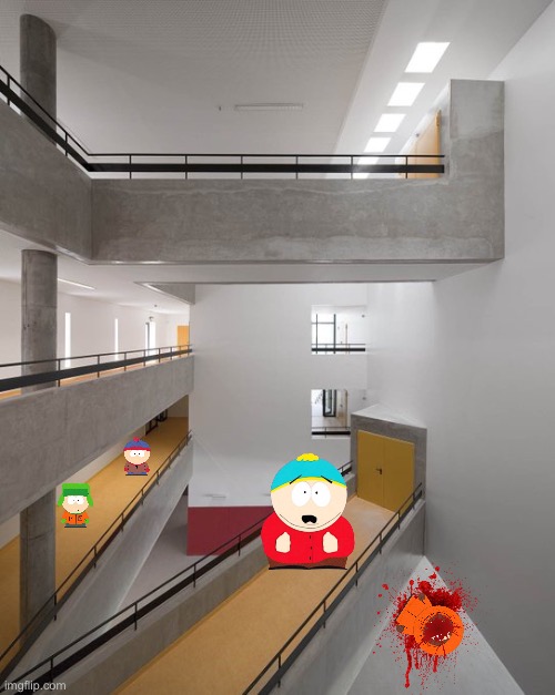 The South Park kids in a liminal space | image tagged in liminal space | made w/ Imgflip meme maker