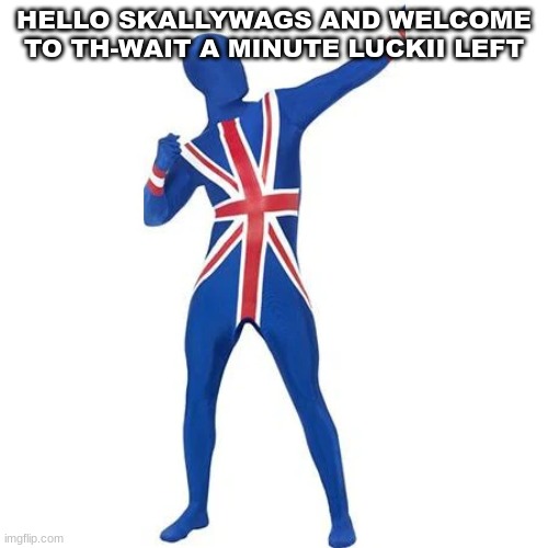M | HELLO SKALLYWAGS AND WELCOME TO TH-WAIT A MINUTE LUCKII LEFT | image tagged in m | made w/ Imgflip meme maker