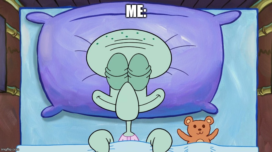 Squidward sleeping | ME: | image tagged in squidward sleeping | made w/ Imgflip meme maker