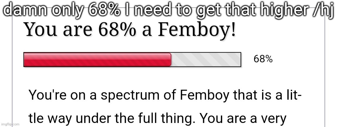 damn only 68% I need to get that higher /hj | made w/ Imgflip meme maker