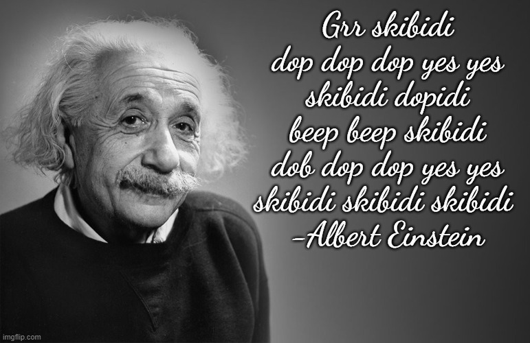 albert einstein quotes | Grr skibidi dop dop dop yes yes skibidi dopidi beep beep skibidi dob dop dop yes yes skibidi skibidi skibidi 
-Albert Einstein | image tagged in albert einstein quotes | made w/ Imgflip meme maker