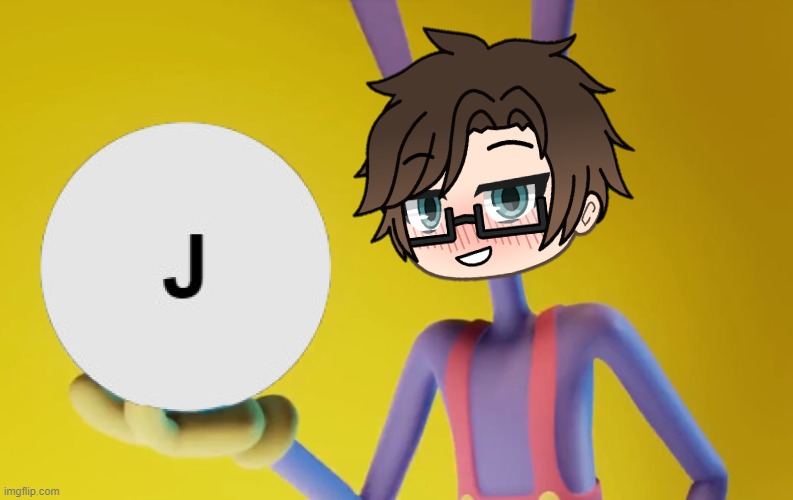 Male Cara holding the J letter (J is for Jax) | image tagged in pop up school 2,pus2,x is for x,male cara,tadc,jax | made w/ Imgflip meme maker