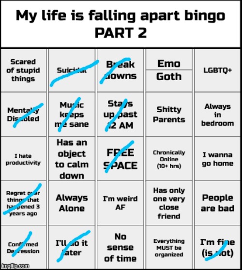 My life is falling apart bingo Part 2 | image tagged in my life is falling apart bingo part 2 | made w/ Imgflip meme maker