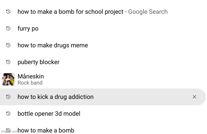 current state of my search history | made w/ Imgflip meme maker