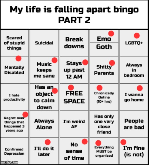 My life is falling apart bingo Part 2 | image tagged in my life is falling apart bingo part 2 | made w/ Imgflip meme maker