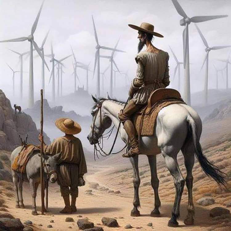 High Quality Don Quixote modern windmills Blank Meme Template