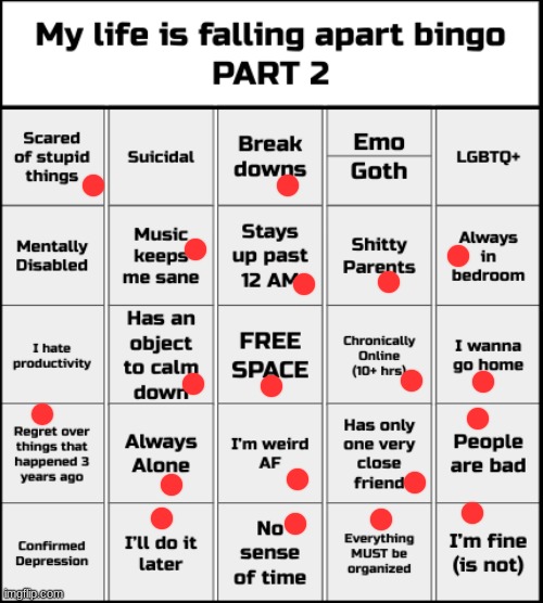 My life is falling apart bingo Part 2 | image tagged in my life is falling apart bingo part 2 | made w/ Imgflip meme maker