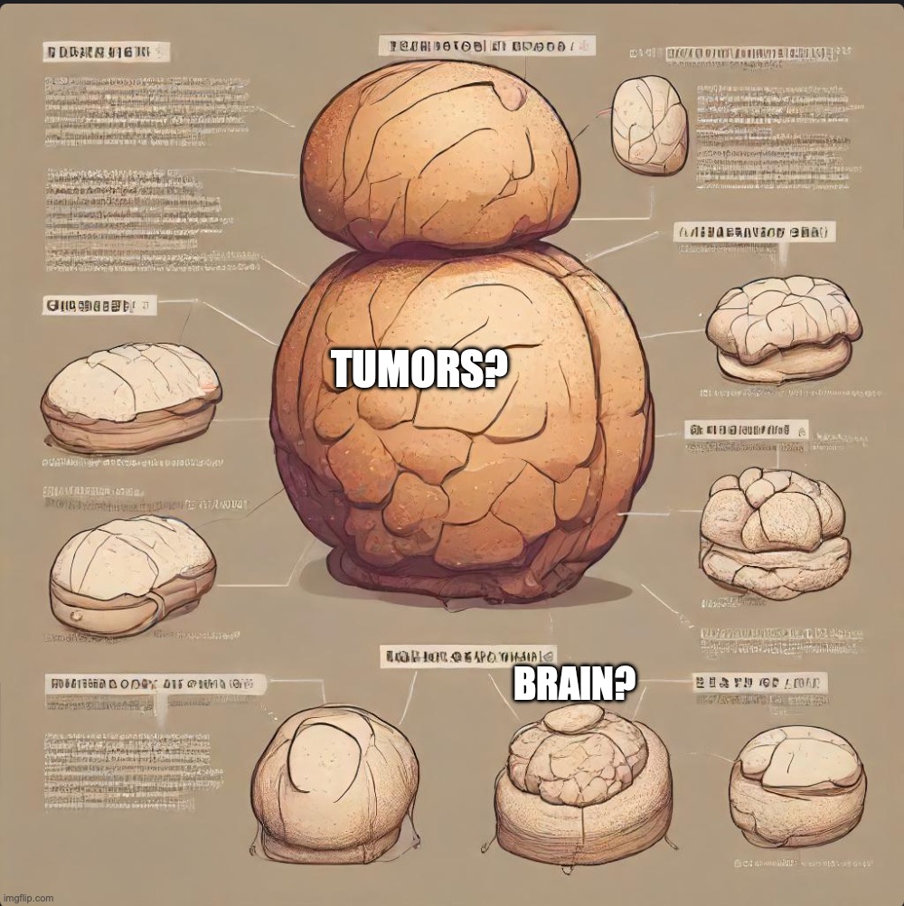Again, I asked AI to show me how to bake bread. | TUMORS? BRAIN? | image tagged in i,regretted,my,decision,_______,ginger | made w/ Imgflip meme maker