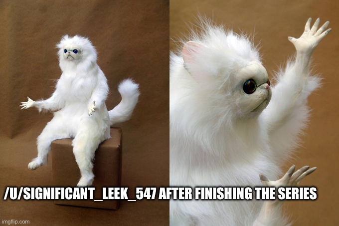 Persian Cat Room Guardian Meme | /U/SIGNIFICANT_LEEK_547 AFTER FINISHING THE SERIES | image tagged in memes,persian cat room guardian | made w/ Imgflip meme maker