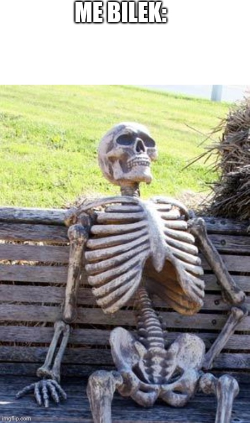 Waiting Skeleton Meme | ME BILEK: | image tagged in memes,waiting skeleton | made w/ Imgflip meme maker