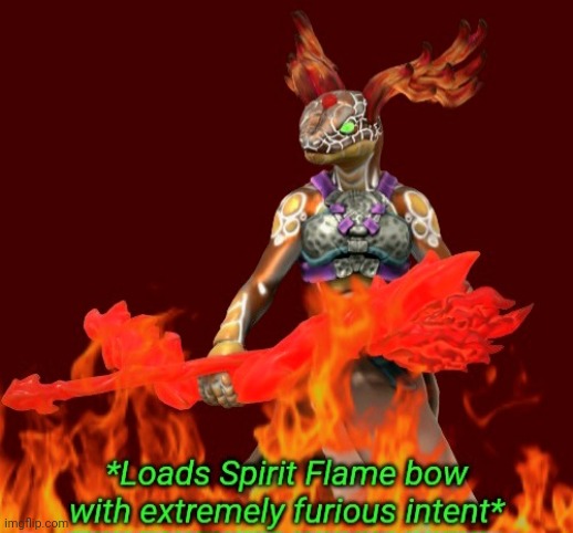 Good Morning Bossfights | image tagged in awenasa loads spirit flame bow with extremely furious intent | made w/ Imgflip meme maker