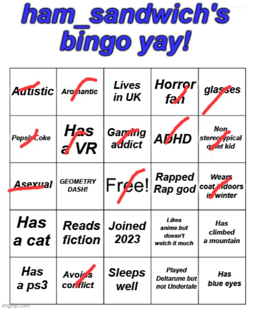 oh hey i got one | image tagged in ham's bingo board,trends | made w/ Imgflip meme maker