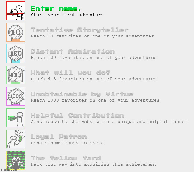 why the fuck are there achievements  for mspfa | made w/ Imgflip meme maker