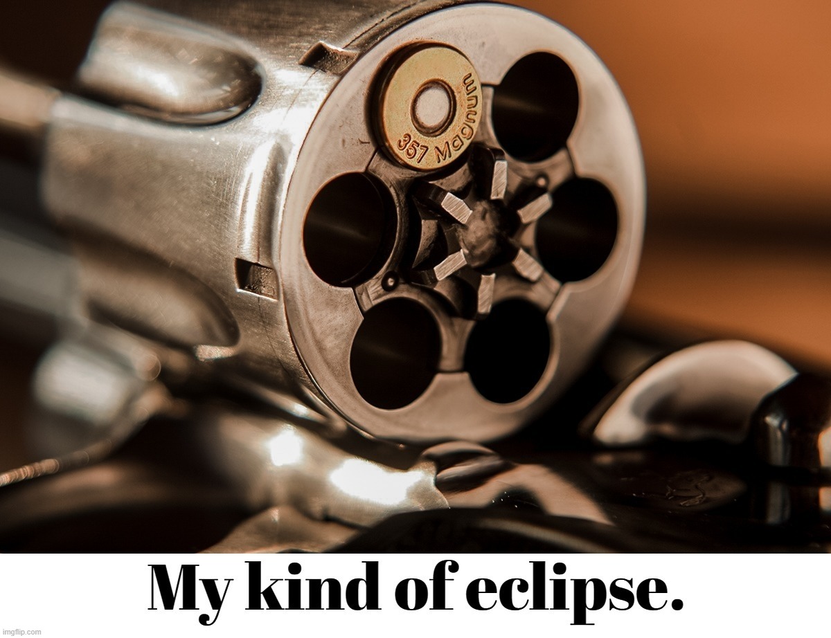 My kind of eclipse. | image tagged in solar eclipse,eclipse 2024,my zombie apocalypse team,zombie apocalypse,zombie week,self defense | made w/ Imgflip meme maker