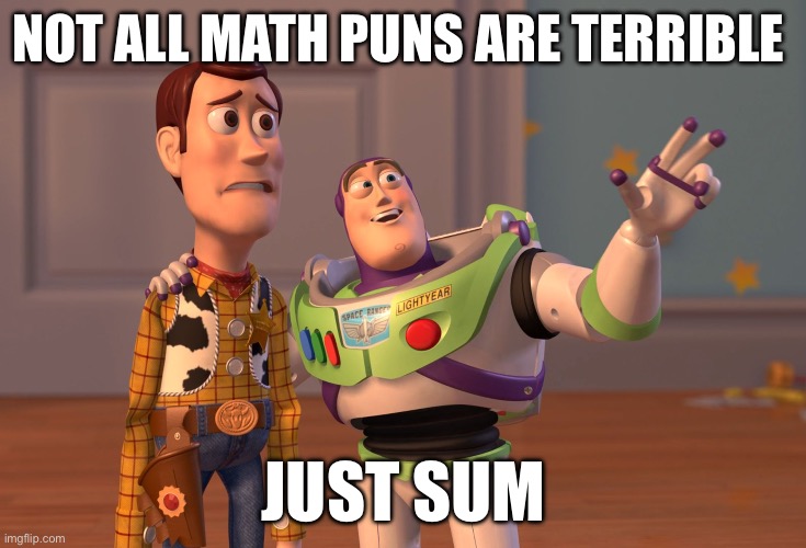 X, X Everywhere Meme | NOT ALL MATH PUNS ARE TERRIBLE; JUST SUM | image tagged in memes,x x everywhere | made w/ Imgflip meme maker