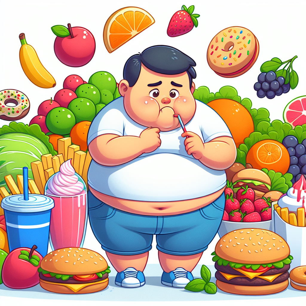 High Quality fat guy getting tempted from healthy food but keeps eating bad f Blank Meme Template