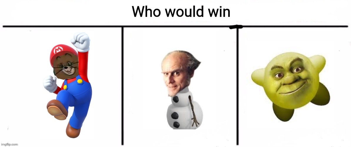 Shitpost showdown! | image tagged in 3x who would win | made w/ Imgflip meme maker