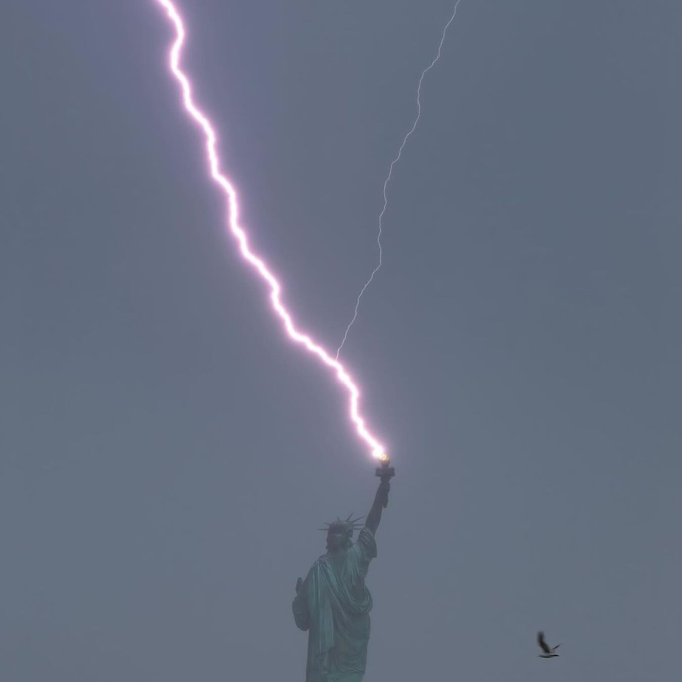 Lightning hits Statue of Liberty Blank Meme Template