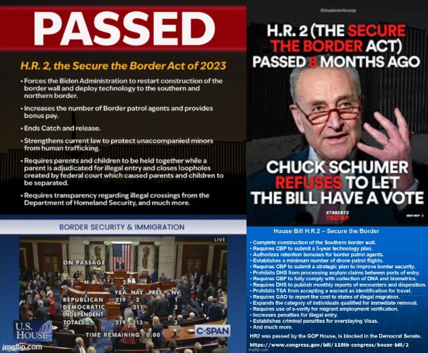 Pass the HR2 Border Bill | image tagged in secure the border,chuck schumer | made w/ Imgflip meme maker
