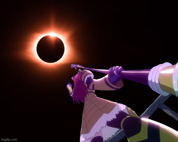 Erza Destroys the Moon Eclipse Meme | ChristinaO | image tagged in memes,solar eclipse,fairy tail,fairy tail meme,fairy tail memes,anime meme | made w/ Imgflip meme maker
