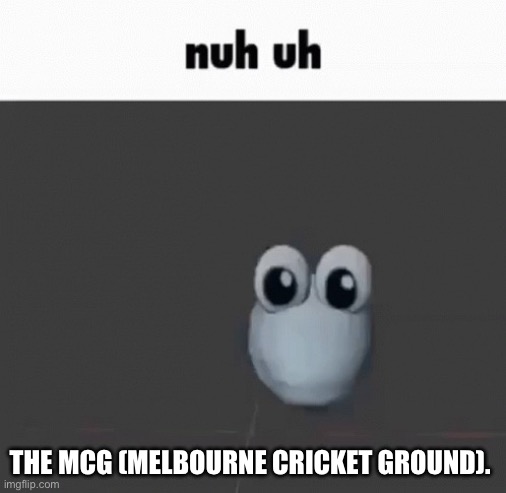 Nu uh | THE MCG (MELBOURNE CRICKET GROUND). | image tagged in nu uh | made w/ Imgflip meme maker