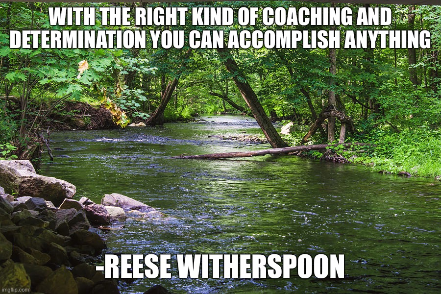 WITH THE RIGHT KIND OF COACHING AND DETERMINATION YOU CAN ACCOMPLISH ANYTHING; -REESE WITHERSPOON | image tagged in memes,motivational | made w/ Imgflip meme maker