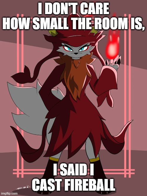 I DON'T CARE HOW SMALL THE ROOM IS, I SAID I CAST FIREBALL | image tagged in wixen | made w/ Imgflip meme maker