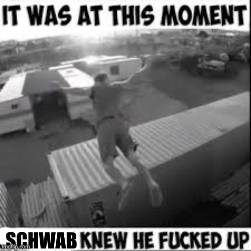 It was at this moment he knew he fucked up | SCHWAB | image tagged in it was at this moment he knew he fucked up | made w/ Imgflip meme maker