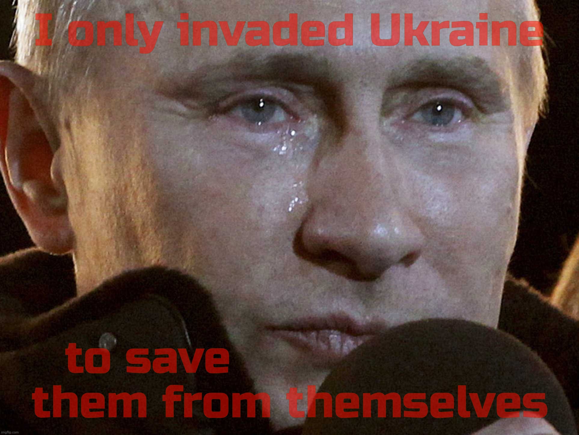 Putin is sad because he's simply  understood | I only invaded Ukraine; to save                     
them from themselves | image tagged in putin sad,putin the great,putin,russian invasion,is potato,ukraine | made w/ Imgflip meme maker