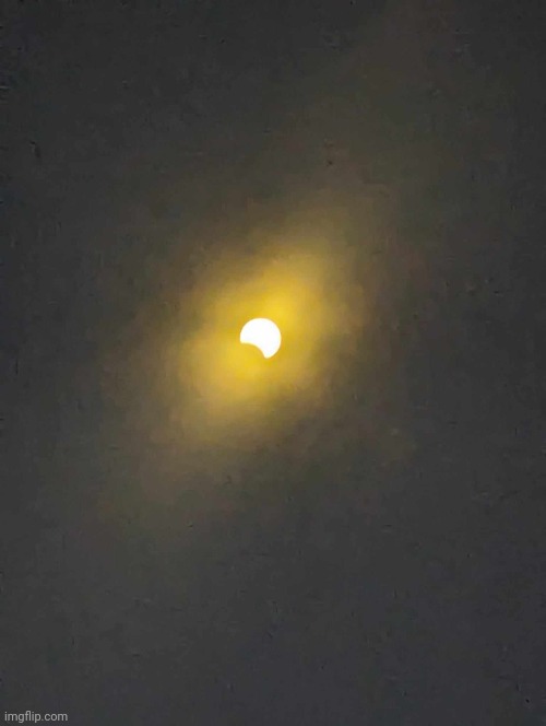 Solar Eclipse Peak in Edmonton Alberta Canada | image tagged in solar eclipse | made w/ Imgflip meme maker