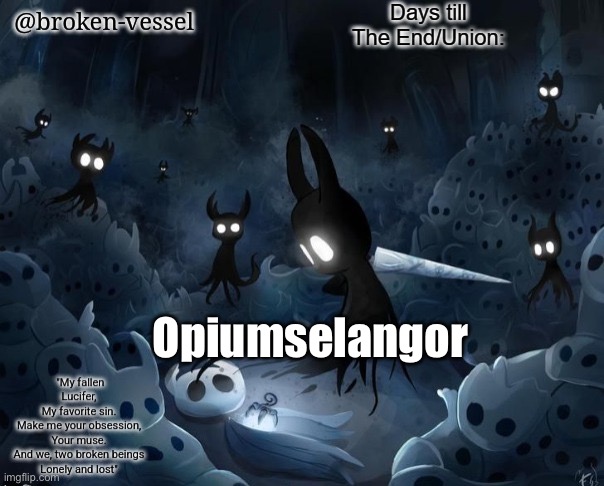 Opiumselangor | image tagged in broken vessel bombhands temp edited | made w/ Imgflip meme maker
