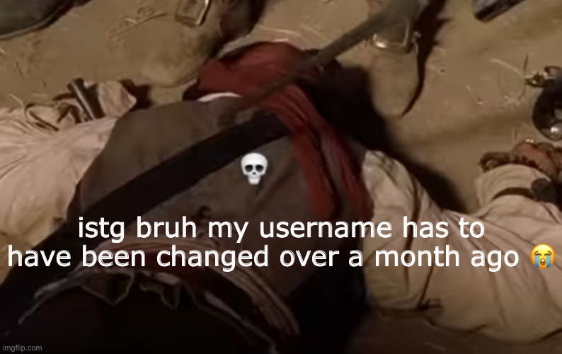 dead fr | istg bruh my username has to have been changed over a month ago 😭 | image tagged in dead fr | made w/ Imgflip meme maker