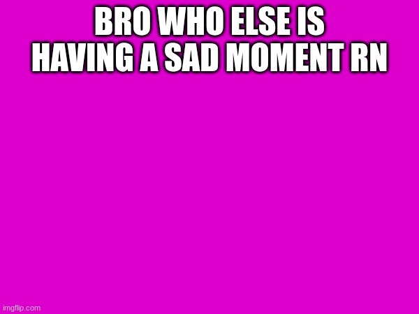 BRO WHO ELSE IS HAVING A SAD MOMENT RN | made w/ Imgflip meme maker